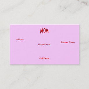 Mom Pink Rose I Profile Card Telefonnummerkarte