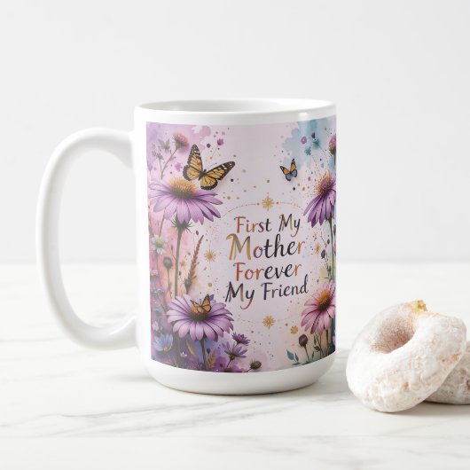 MOM Purple Echineceas Butterflies Kaffeetasse (Mit Donut)