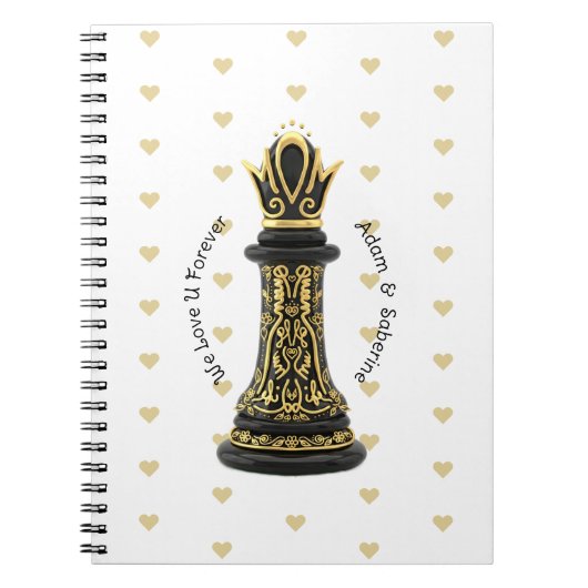 MOM Queen of my life, Golden Script Black Chess  Notizblock (Vorderseite)