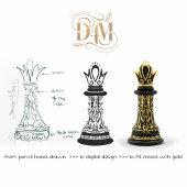 MOM Queen of my life, Golden Script Black Chess  Trinkflasche