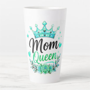 Mom Queen Teal Kronen Blumen Milchtasse