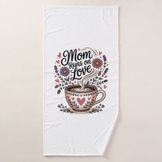 Mom Runs On Love Badehandtuch (Badehandtuch)