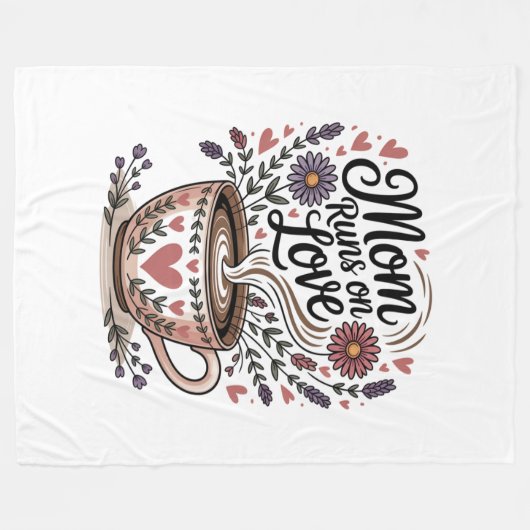 Mom Runs On Love Fleecedecke (Vorderseite (Horizontal))