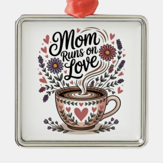 Mom Runs On Love Ornament Aus Metall