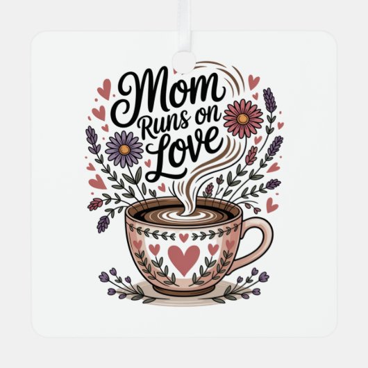 Mom Runs On Love Ornament Aus Metall (Vorderseite)