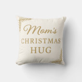 Mom’s Christmas Hug Pillow – Cozy Beige & Gold Kissen (Vorderseite)