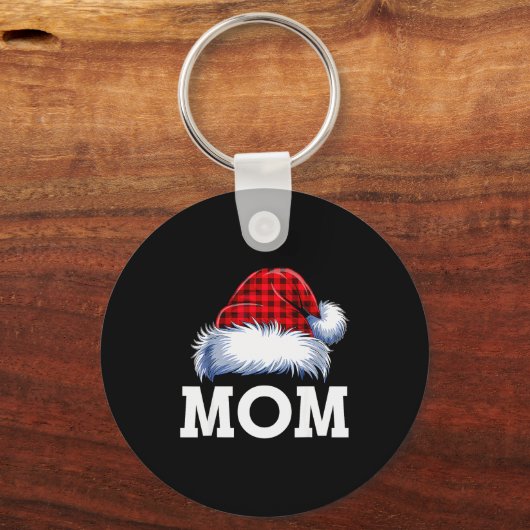 Mom Santa Red Plaid Christmas Family Matching Paja Schlüsselanhänger (Vorderseite)