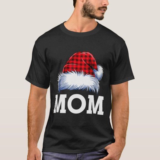 Mom Santa Red Plaid Christmas Family Matching Paja T-Shirt (Vorderseite)