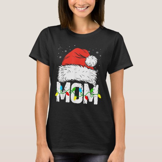 Mom Santa Red Plaid Christmas Family Matching T-Shirt (Vorderseite)