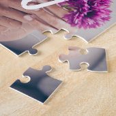 Mom Script & Hearts Overlay Modern Foto Family Puzzle (Seite)