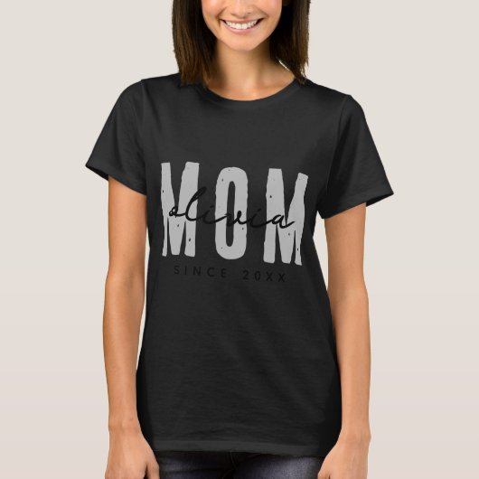 Mom Since 20xx Modern Simple Preppy T Shirt (Vorderseite)