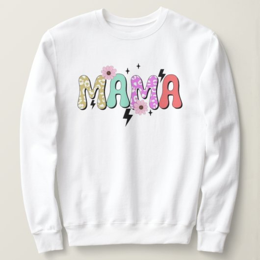 Mom sweatshirt with flowers and retro lettering (Design vorne)