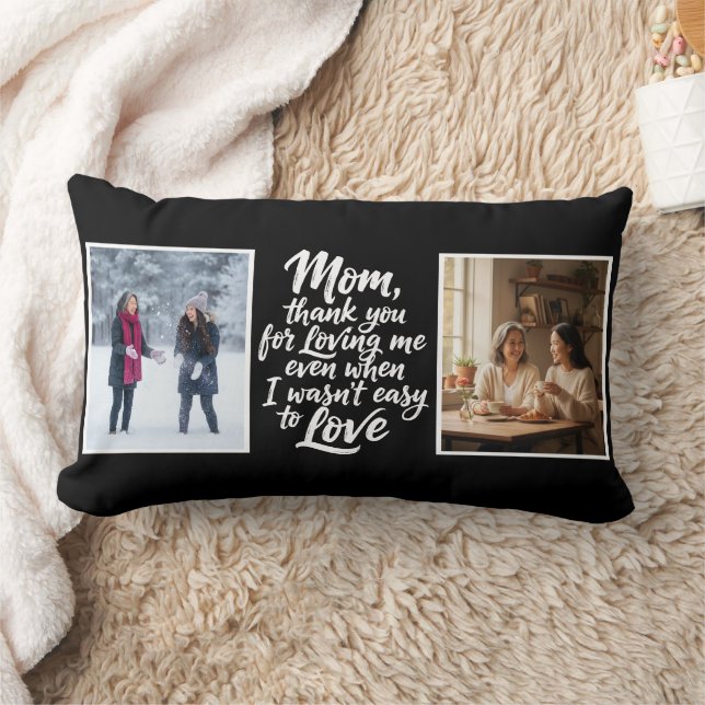 Mom Thanks For Loving Me Brush Script 2Photo Black Lendenkissen (Decke)