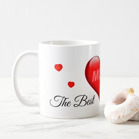 Mom - "The Best" with hearts Kaffeetasse (Mit Donut)