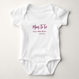Mom to be baby shower name date pink simple minima baby strampler