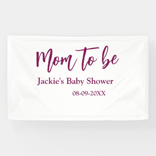 Mom to be baby shower name date pink simple minima banner (Horizontal)