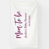 Mom to be baby shower name date pink simple minima banner (Vertikal)