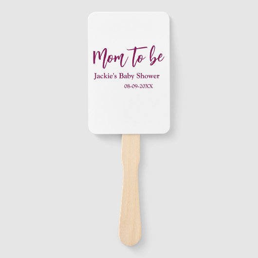 Mom to be baby shower name date pink simple minima fächer (Vorderseite)