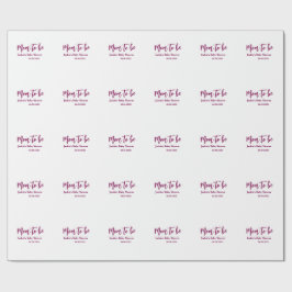 Mom to be baby shower name date pink simple minima geschenkpapier