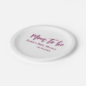 Mom to be baby shower name date pink simple minima pappteller (Schrägansicht)