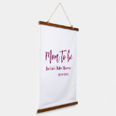 Mom to be baby shower name date pink simple minima wandteppich mit holzrahmen (Gewinkelt)