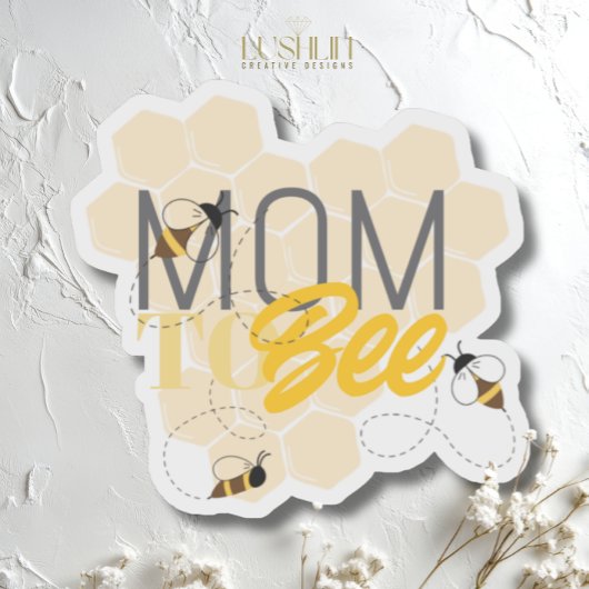 Mom TO Be Bee Themed Yellow Honey Comb Babyshower Aufkleber