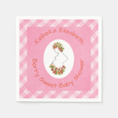 Mom to Be Berry Sweet Pink Gingham Shower Serviette (Vorderseite)