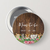 Mom to Be Rustic Pink Safari Baby Shower Button (Vorne & Hinten)