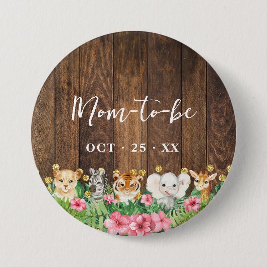 Mom to Be Rustic Pink Safari Baby Shower Button (Vorderseite)