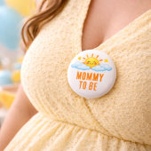 Mom To Be Sunshine Baby Shower Sun Clouds Theme Button
