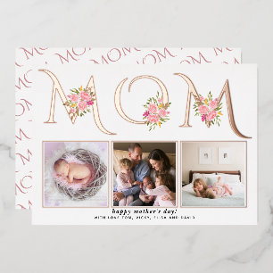 MOM-Typografie Foto Muttertag Rosen-Gold Folien Feiertagskarte