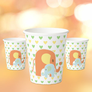 Mom und Blaues Elefanten-Baby-Party Pappbecher