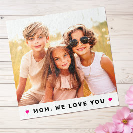 Mom we love you photo hearts text mothers day puzzle