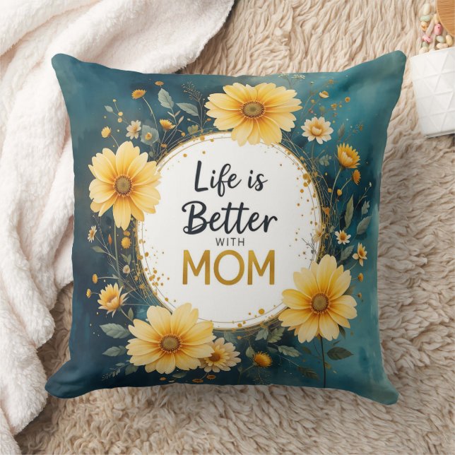 MOM Yellow Wildflowers Butterflies Kissen (Decke)