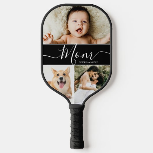 Mom You’re Amazing Custom Photo Collage gift Pickleball Schläger (Vorderseite)