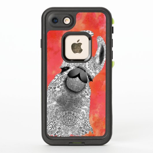 Moma Llama mit weißem Llama Korallenwasser (Rückseite)