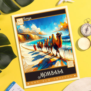 Mombasa, Kenia Vintage-Gemälde Postkarte