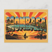 Mombasa Küstenriff Palme Vintage Reise Kunst