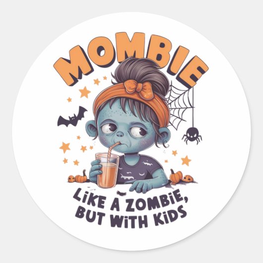 Mombie - eine Zombie-Mutter - beim Trinken durch Runder Aufkleber (Vorderseite)