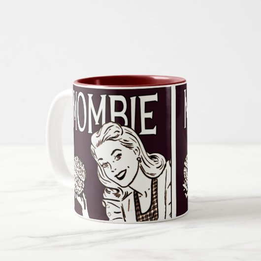 Mombie Retro Zombie Zweifarbige Tasse (Vorderseite Links)
