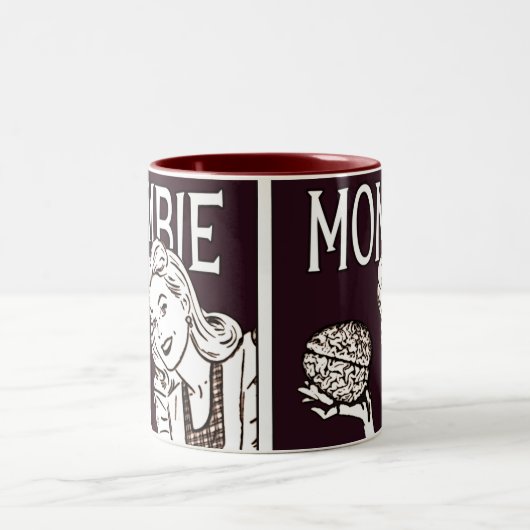 Mombie Retro Zombie Zweifarbige Tasse (Mittel)