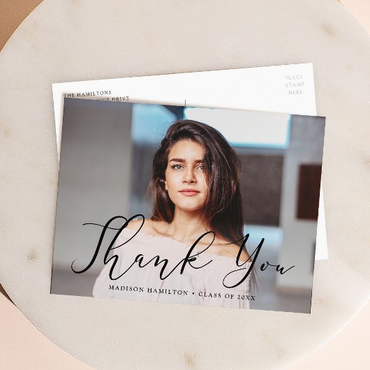Momentan Black Script Foto Abschluss Vielen Dank Postkarte