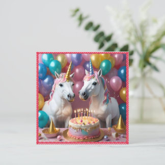 Momente der Magie: Ein weißer Einhorn-Geburtstagsb Einladung