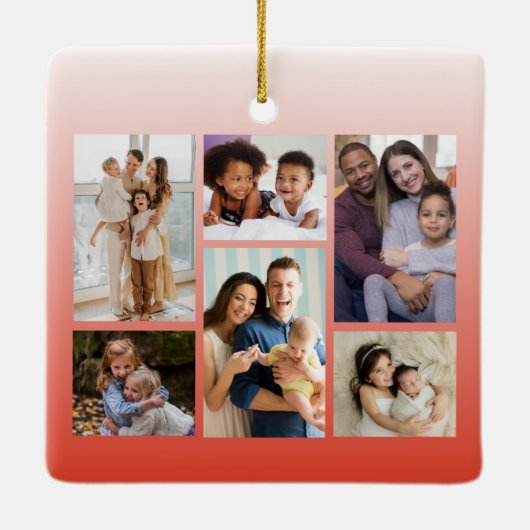 Momente im Fokus: Anpassbare 6-FotoCollage Keramikornament (Rückseite)