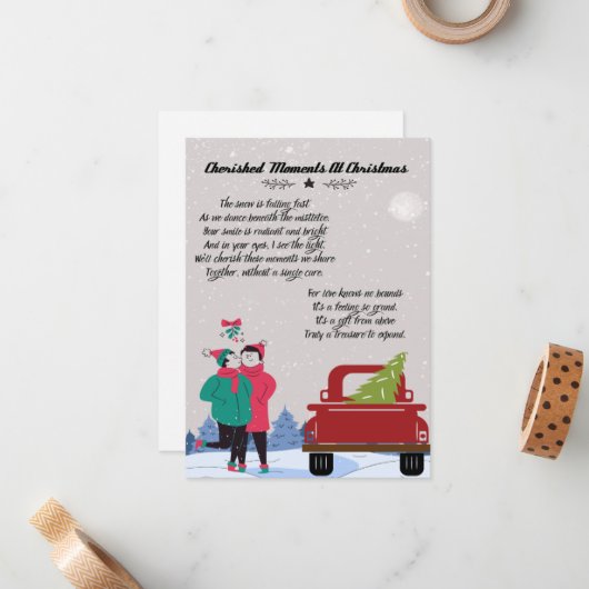 Momente in Weihnachtsgedicht geerbt Mitteilungskarte (Vorderseite/Rückseite Beispiel)