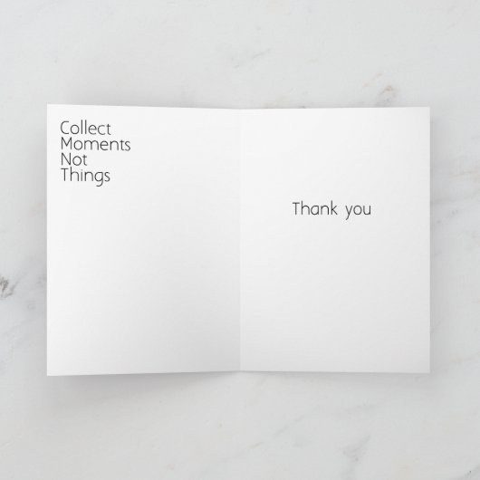 Momente sammeln, nicht Dinge Dankeskarte (Innenseite)