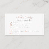 Momente schufen Fotografie Visitenkarte (Rückseite)