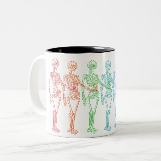 Momento Mori anatomischer Skeleton klarer Zweifarbige Tasse (Vorderseite Links)