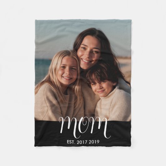 MomEstablished Black Modern Script Photo  Fleecedecke (Vorderseite)