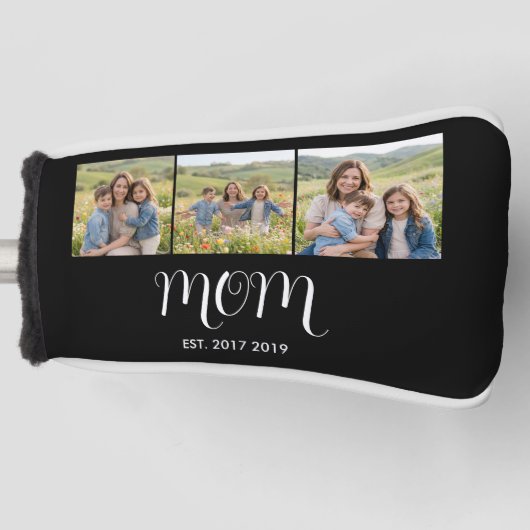 MomEstablished Modern Bold Script Black 3 Photo Golf Headcover (Vorderseite)